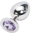 Анальная пробка со светло-сиреневым кристаллом Anal Jewelry Plug BUTT PLUG Large SL-15 (9,5 см)