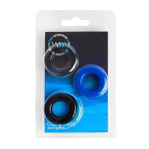 Набор из трех разноцветных эрекционных колец Bior toys Erowoman-Eroman EE-10194