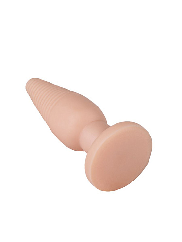 Телесная анальная пробка с рёбрышками LOVETOY (А-Полимер) 446600 (14 см)