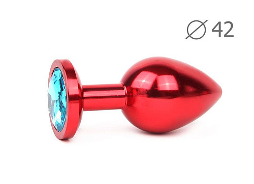 Коническая красная анальная втулка с голубым кристаллом Anal Jewelry Plug RL-05 (9,3 см)