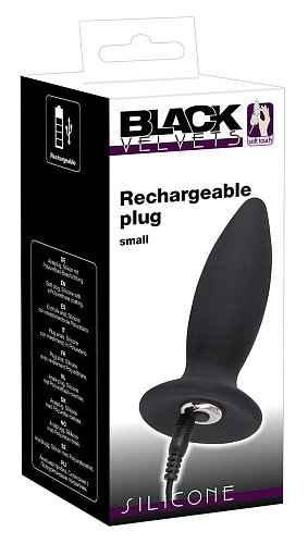 Чёрная перезаряжаемая анальная пробка Orion Black Velvets Recharge Plug S 05927900000 (11 см)