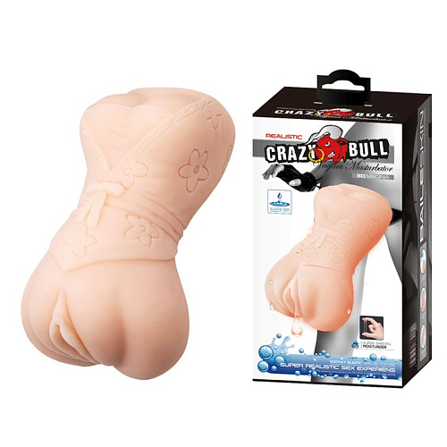 Мастурбатор-вагина телесного цвета с эффектом смазки в виде женской фигурки Baile BM-009201K