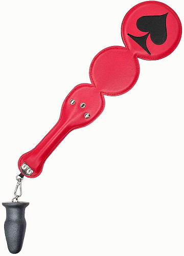 Красная шлёпалка с анальным плагом LOVETOY (А-Полимер) «Пики» 520700