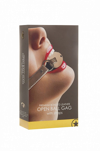 Бежевый пластиковый кляп-шар на кожаных ремешках Shots Media BV OU164BRN-F