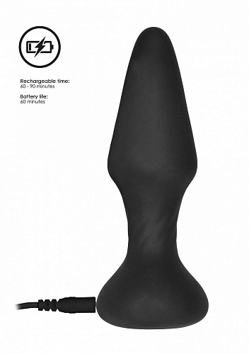 Чёрный анальный вибромассажёр Shots Media BV N 81 Rechargeable Remote Controlled Butt Plug SON081BLK (14 см)