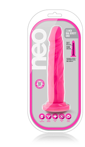 Розовый реалистичный фаллоимитатор на присоске Blush Novelties NEO 7.5INCH DUAL DENSITY COCK BL-29110 (17 см)
