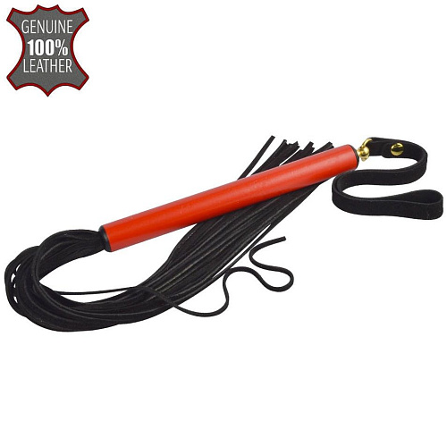 Чёрная многохвостая плеть с красной ручкой Sitabella MIX 4212-1в (47 см)