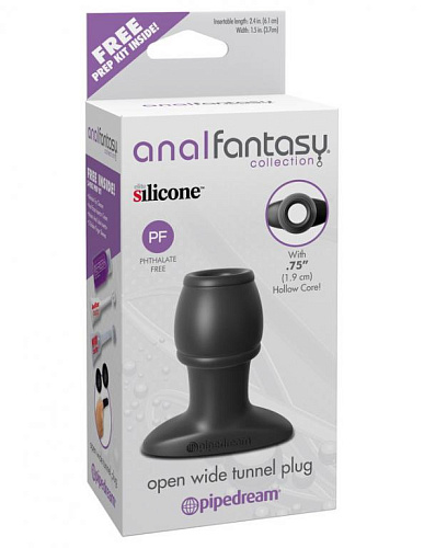 Открытая анальная пробка в чёрном цвете Pipedream Anal Fantasy Collection Open Wide Tunnel Plug PD4682-23 (7,2 см)