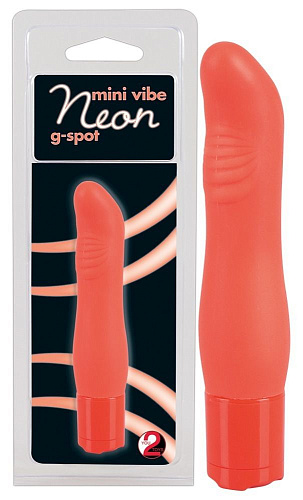 Оранжевый мини-вибратор с ребристым выступом Orion Mini Vibe Neon 0578525 (11 см)