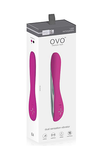 Розово-серебристый перезаряжаемый вибратор OVO E4 PINK/SILVER (19,5 см)