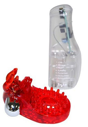 Красное эрекционное кольцо со съемным виброэлементом Toy Joy Bulls Eye Ring 3006009482