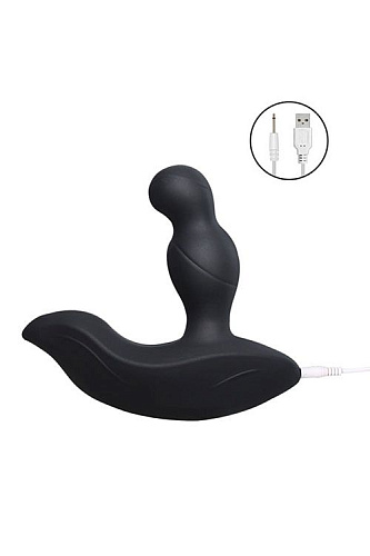 Чёрный стимулятор простаты с вращающейся головкой и с пультом ДУ Levett Louis 16042