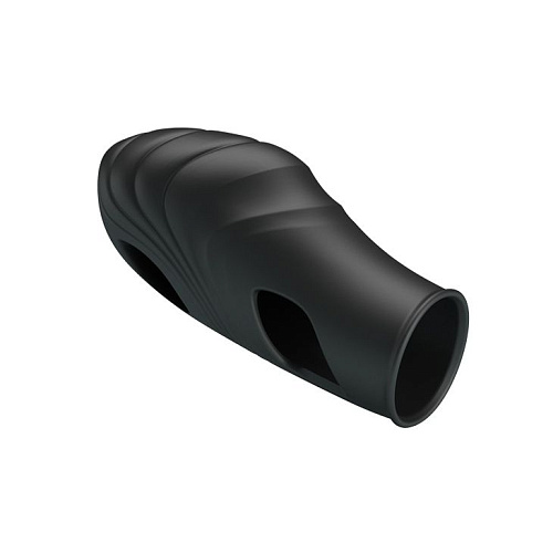 Чёрная рельефная вибронасадка на палец Baile Lich BI-014752