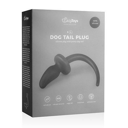 Чёрная изогнутая пробка с хвостом EDC Wholesale Dog Tail Plug ET325BLK