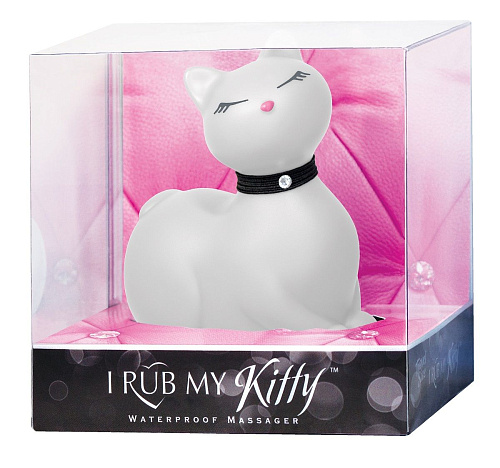Белый массажёр-кошка с вибрацией Big Teaze Toys I Rub My Kitty 27197