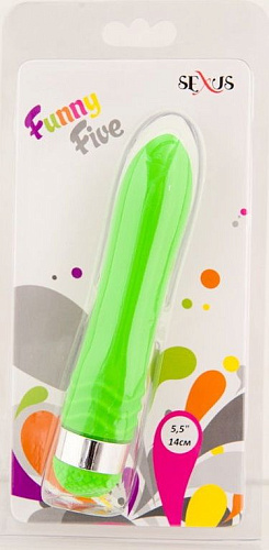 Водонепроницаемый зелёный вибратор Sexus 931008-7 (14 см)