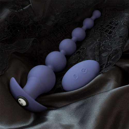 Синяя анальная цепочка с вибрацией и пультом ДУ RestArt Lexi RA-327 (21 см)