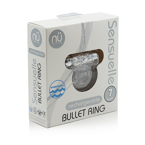 Прозрачное эрекционное виброкольцо NU Sensuelle BULLET COCKRING 340120