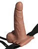 Кофейный перезаряжаемый вибрострапон Pipedream 6 Hollow Rechargeable Strap-On Remote PD3395-22 (17,5 см)