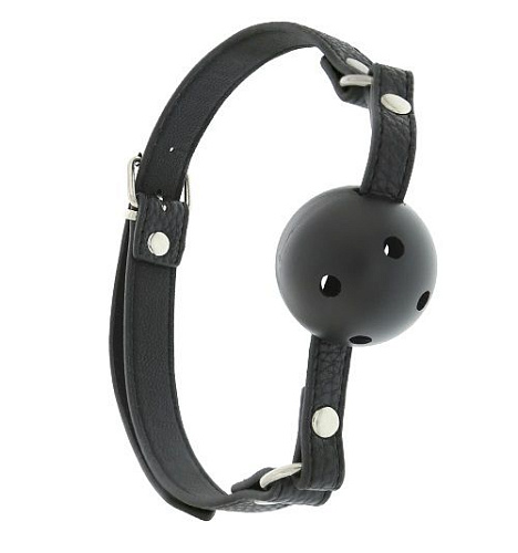 Чёрный пластиковый кляп-шар с отверстиями на полиуретановых ремнях Dream Toys BLAZE BREATHABLE BALL GAG 21325