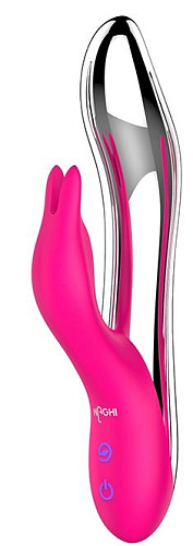 Розовый силиконовый вибратор со стимулятором клитора Tonga NAGHI №26 530026 (20 см)