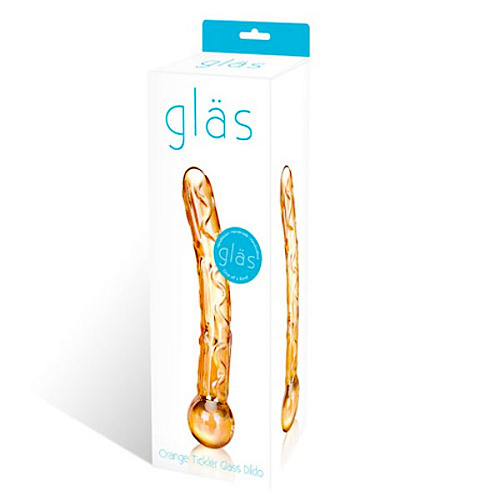 Золотистый стеклянный изогнутый фаллоимитатор Glas GLAS-57