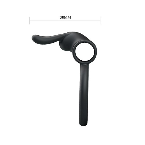 Чёрное вибрирующее кольцо с подхватом мошонки Baile Osmond BI-210169