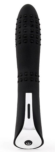 Чёрный вибромассажёр с пупырышками с 7 режимами пульсации Xuanai 8223NA-3 (20 см)