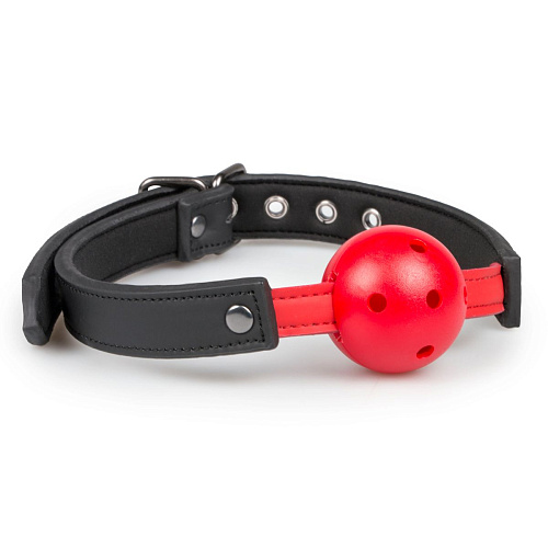Красный кляп-шар на чёрных ремешках EDC Wholesale Easytoys Ball Gag With PVC Ball ET276RED