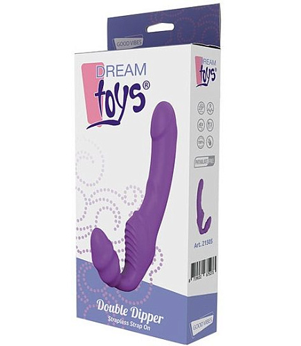 Фиолетовый безремневой вибрострапон Dream Toys DOUBLE DIPPER 21505