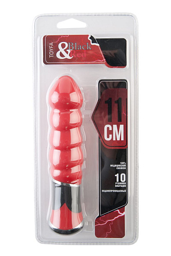 Красный вибратор-ёлочка ToyFa 901334-9 (11,4 см)