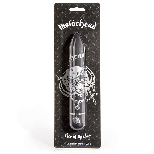 Чёрный вибратор с принтом Motorhead Motorhead Ace of Spades 7 Function Power Vibrator E26143 (18 см)