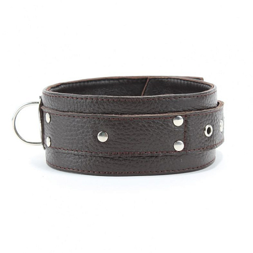 Широкий черный ошейник из мягкой кожи БДСМ арсенал 55029