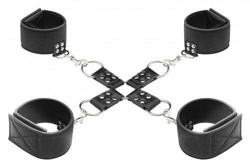 Чёрный двусторонний комплект для бандажа Reversible Hogtie Shots Media BV OU189BLK