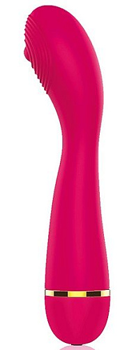 Малиновый изогнутый ребристый вибромассажёр с 20 режимами вибрации Bior toys CSM-23130 (16 см)