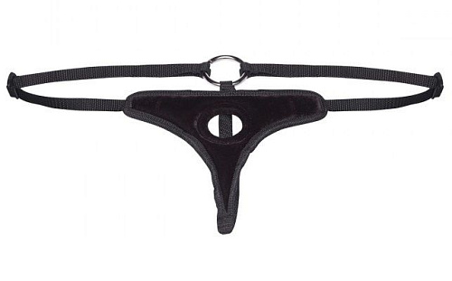 Чёрные плюшевые трусики для страпона Lux Fetish LF1362-BLK