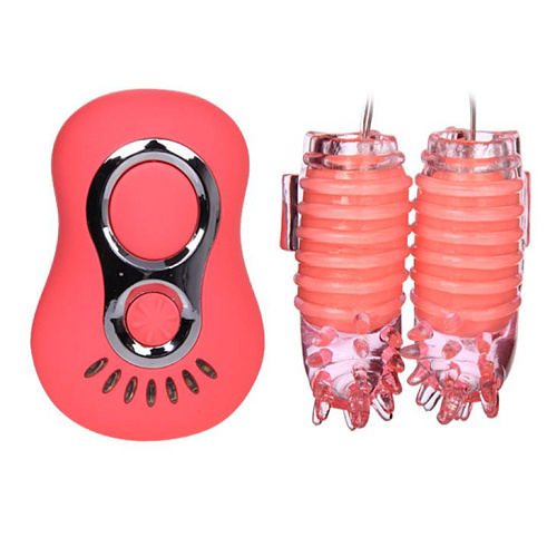 Розовые насадки на палец с минивибраторами Baile BI-035013-0101