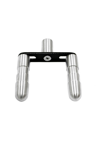 Серебристый двойной адаптер для фаллоимитаторов LoveMachines FMA0108