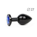 Коническая чёрная анальная втулка с синим кристаллом Anal Jewelry Plug BKS-13 (7 см)