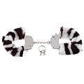 Металлические наручники с мехом под зебру Pipedream Original Furry Cuffs PD3804-41