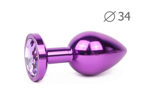 Коническая фиолетовая анальная втулка с кристаллом сиреневого цвета Anal Jewelry Plug VM-15 (8,2 см)