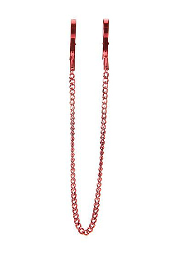 Красные металлические клипсы на соски с цепочкой Shots Media BV OU079RED