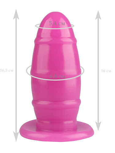 Розовая овальная анальная втулка с рёбрышками Сумерки богов 1015-42 BX DD (16,5 см)