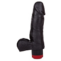 Чёрный виброфаллос с мошонкой LOVETOY (А-Полимер) 411700 (15,5 см)