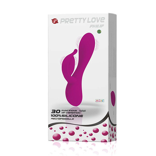 Лиловый вибромассажер со стимуляцией клитора Baile Philip BI-014225 (19,3 см)
