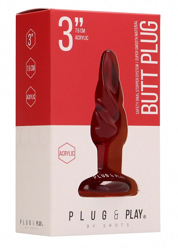Красная анальная пробка Shots Media BV Butt Plug Rounded 3 Inch PLU004ACR (7,6 см)