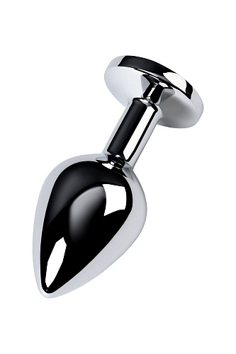 Серебристая конусовидная анальная пробка с голубым кристаллом ToyFa 717002-14 (8 см)