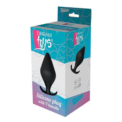 Чёрная анальная пробка Dream Toys PLUG WITH T-HANDLE 21450 (14,6 см)