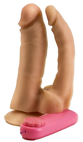 Двойной вибратор с выносным пультом управления телесного цвета LOVETOY (А-Полимер) 121920 (15 см)