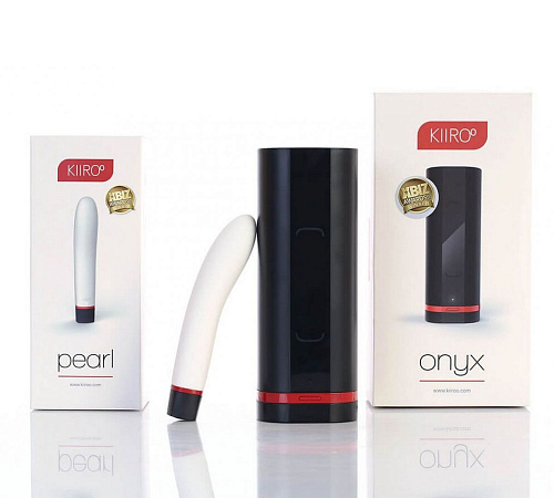 Чёрный с белым набор для секса на расстоянии Kiiroo ONYX PEARL TELEDILDONIC SET E25592